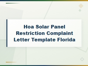 Florida Hoa Solar Panel Complaint Letter Template